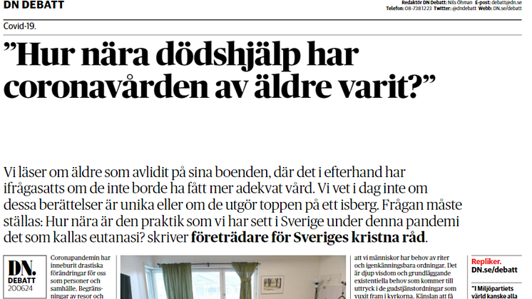 Presidiet för Sveriges kristna råd skriver idag på DN Debatt.