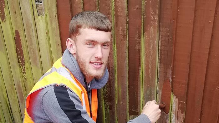 Luton Town youth player, defender Corey Panter, subbed for the senior team in their game against Wimbledon on Tuesday and was helping spruce up Flitwick the next day!