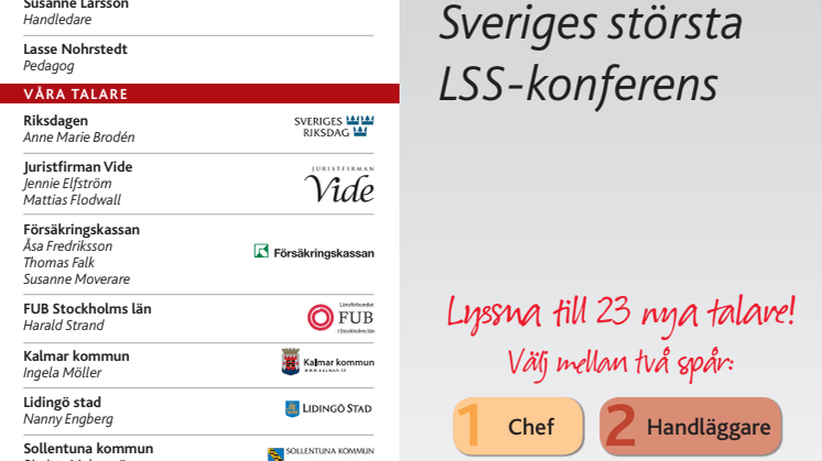LSS-dagarna 2013, konferens i Stockholm 8-9 oktober