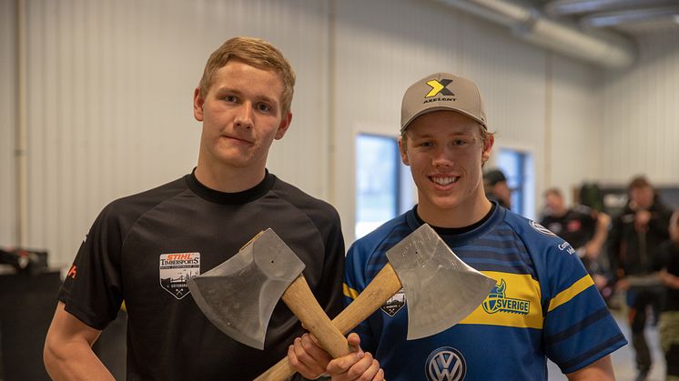 Emil Hansson och Ferry Svan är taggade inför rookie-VM och Champions Trophy som avgörs i Marseille den 26 maj. Foto: STIHL TIMBERSPORTS®