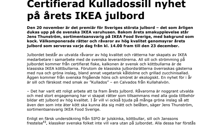 Certifierad Kulladossill nyhet på årets IKEA julbord