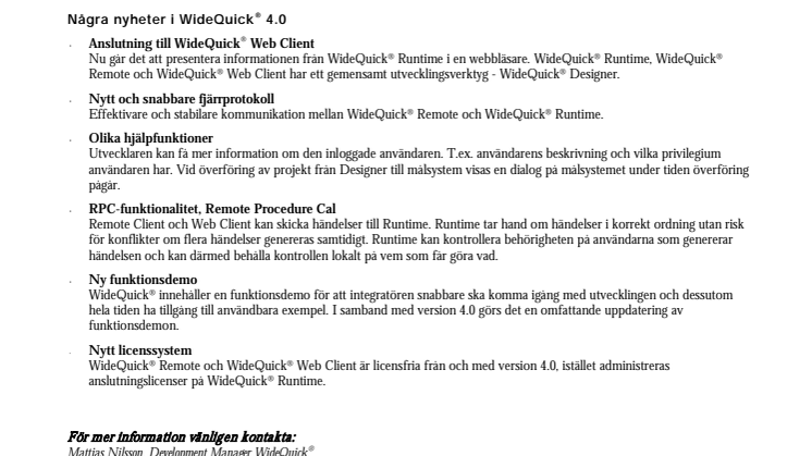 Kentima lanserar WideQuick 4.0