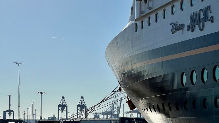 Disney Magic, som anlöpte Arendal i Göteborgs hamn i augusti, var en bidragande orsak till att 2022 blev en rekordsäsong för kryssning i Göteborgs hamn. Bild: Göteborgs Hamn AB.