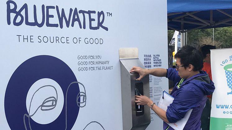 Bluewater water dispenser station have been a big hit among visitors to Volvo Ocean Race Villages, serving chilled still and sparkling water and ensuring the need for thousands of single-use plastic bottles is avoided.