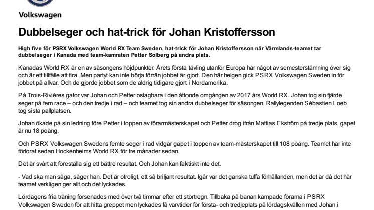 Dubbelseger och hat-trick för Johan Kristoffersson