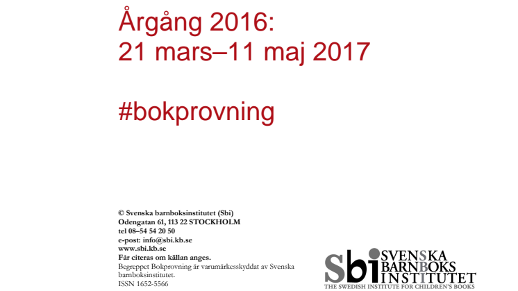 Filmerna från årets Bokprovning sänds i Kunskapskanalen den 25 maj