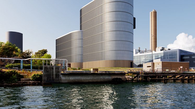 Den nya biobränsleeldade ångpannan integreras med Rya kraftvärmeverk och blir ett nytt visuellt landmärke i Göteborgs hamninlopp.