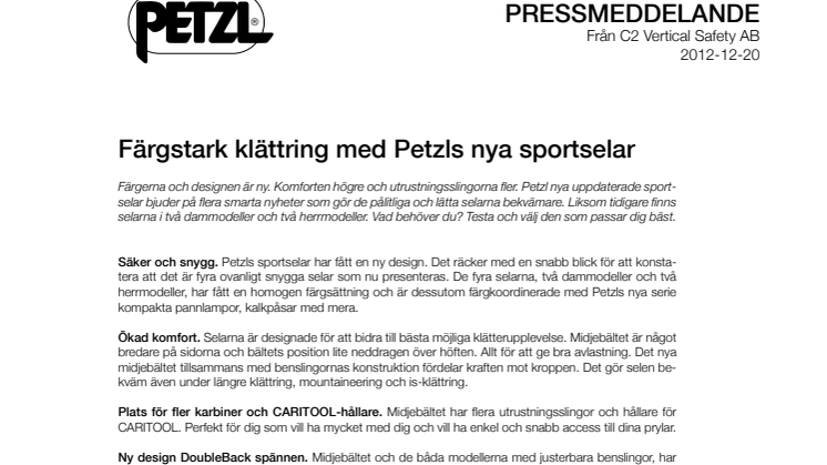 Färgstark klättring med Petzls nya sportselar