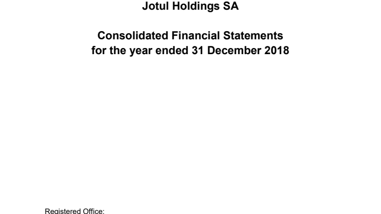 Jotul Holdings SA - Consolidated Financial Statements for the year ended 31 December 2018 Report