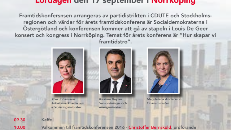 Socialdemokraterna ordnar Framtidskonferens i Norrköping