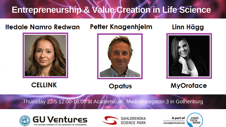 Pitching companies at "Entrepreneurship & Value Creation in Life Science" 22/5 during #gbgtechweek