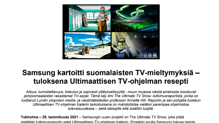 Samsung kartoitti suomalaisten TV-mieltymyksiä – tuloksena Ultimaattisen TV-ohjelman resepti