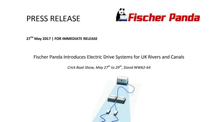 Fischer Panda: Fischer Panda Introduces Electric Drive Systems for UK Rivers and Canals