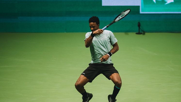 Showman Monfils i Kungl. Tennishallen. Foto: Alexander Scheuber