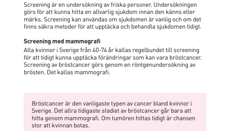 Frågor och svar om mammografi
