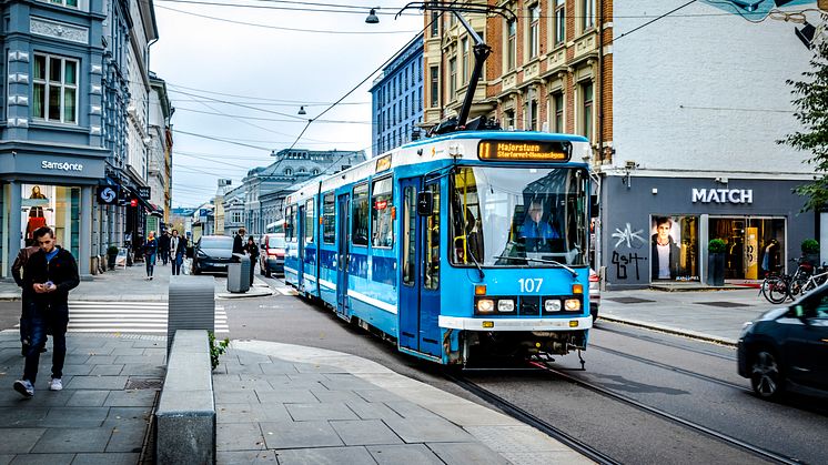 Søndag 27. september er trikkens linje 11 og 12 tilbake i Bogstadveien og over Frogner (foto: Sporveien).