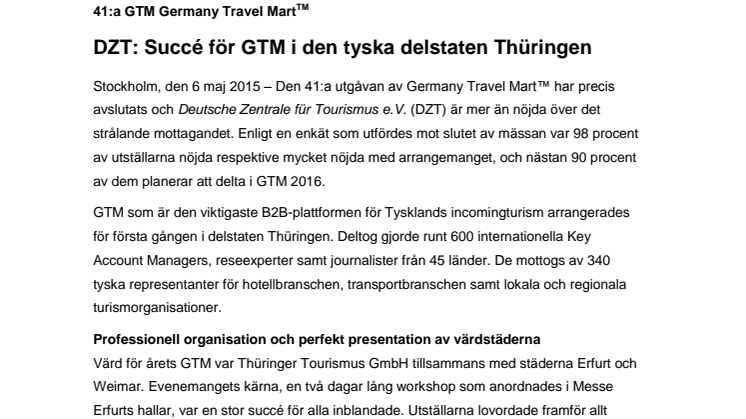 Succé för GTM i den tyska delstaten Thüringen
