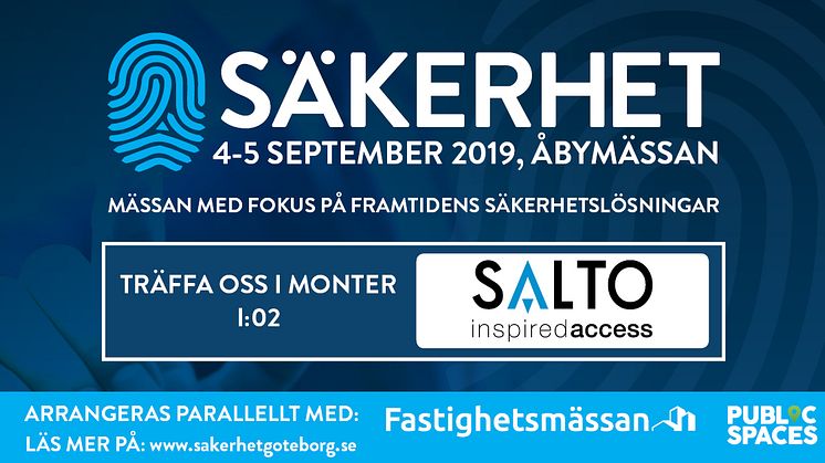 SALTO Systems ställer ut på Säkerhet Väst i Göteborg