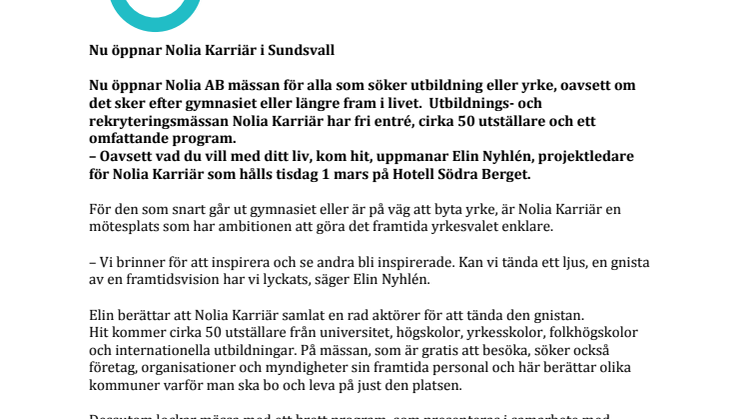 Nu öppnar Nolia Karriär i Sundsvall