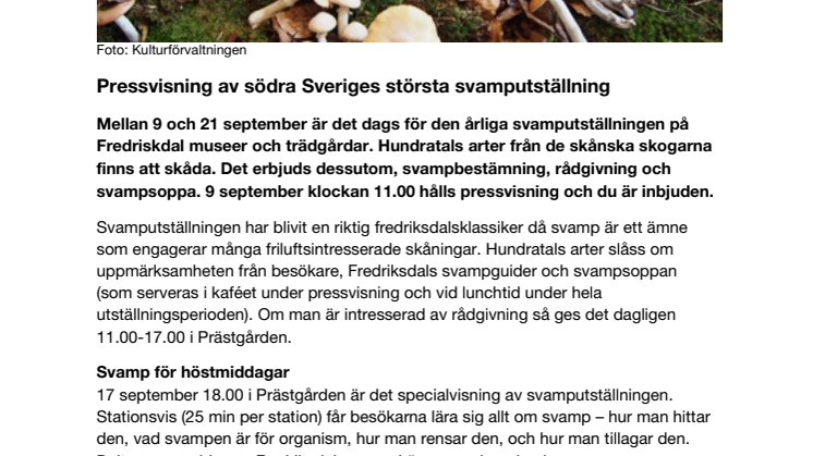 Pressvisning av södra Sveriges största svamputställning