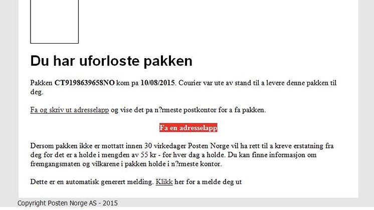 Epost med skadelige lenker