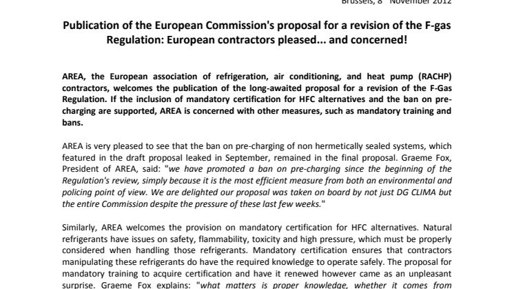 F-gasförordningen, slutliga förslaget släpptes idag