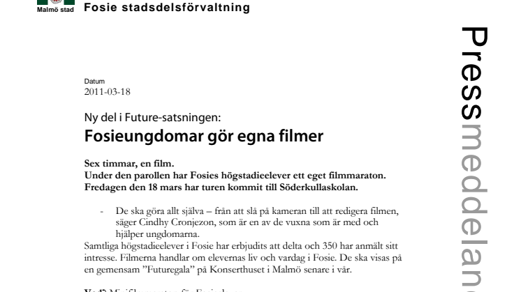 Fosieungdomar gör egna filmer