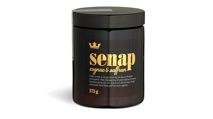 Kronans Apoteks senap smaksatt med cognac och saffran