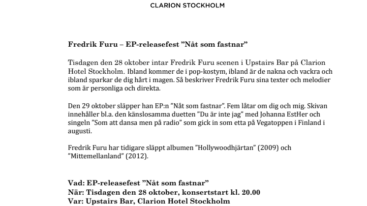Fredrik Furu – EP-releasefest ”Nåt som fastnar”