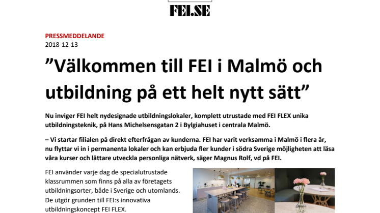 ”Välkommen till FEI i Malmö och utbildning på ett helt nytt sätt”