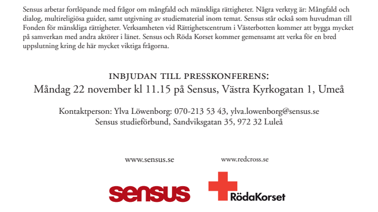 Sensus och Röda Korset startar Rättighetscentrum i Västerbotten 