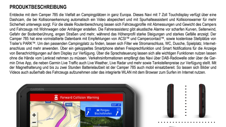 Datenblatt Garmin Camper 785 MT-D