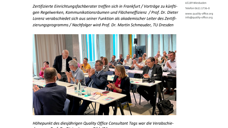 Informationen und Emotionen: Der Quality Office Consultant Tag 2023 war auch ein Tag für Prof. Dieter Lorenz