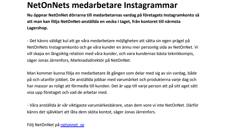 NetOnNets medarbetare Instagrammar