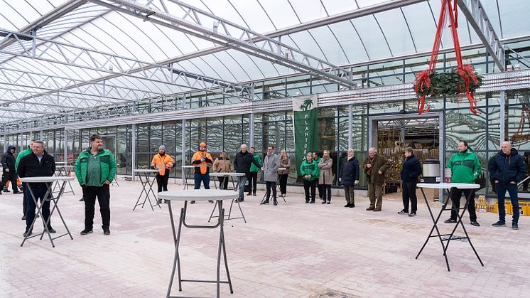 Torsdag den 9. december fejrede Plantorama i Hillerød rejsegilde i forbindelse med tilføjelsen af 4800 kvadratmeter. Foto: PR.