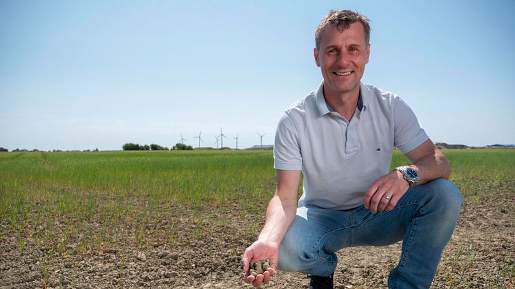 Chefgeolog i CarbonCuts Christoffer Mouritzen arbejder på at afdække alle geologiske forhold om undergrunden i Rødby-strukturen (Foto: Søren Knudsen, BLF) 