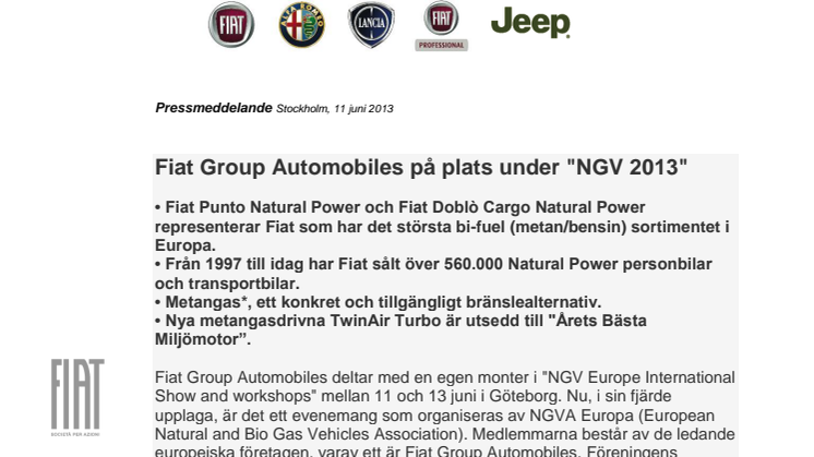 Fiat Group Automobiles på plats under "NGV 2013"