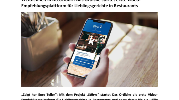 Weltneuheit in Düsseldorf: Das Örtliche startet erste Video-Empfehlungsplattform für Lieblingsgerichte in Restaurants