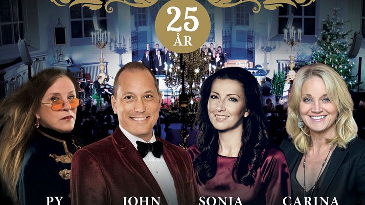 25 års-jubileum för årets magnifika julkonsertturné ”Änglaljus” i ledning av John Kluge med Py Bäckman, Sonja Aldén m.fl.