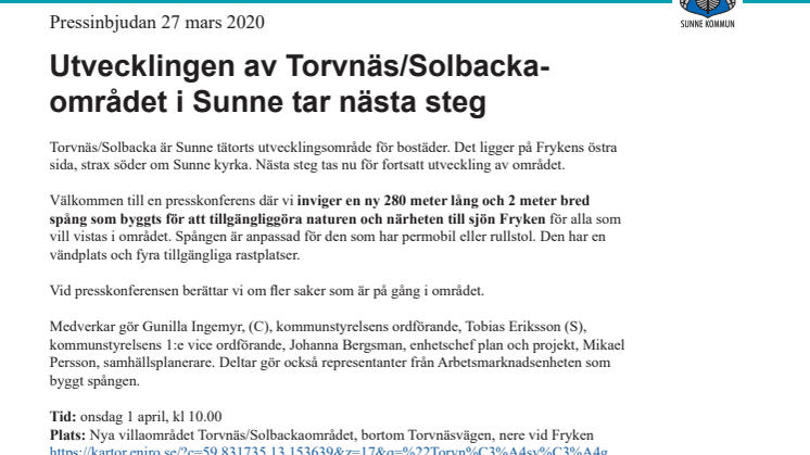 Utvecklingen av Torvnäs/Solbackaområdet i Sunne tar nästa steg