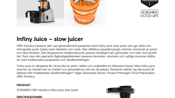 Infiny Juice – slow juicer