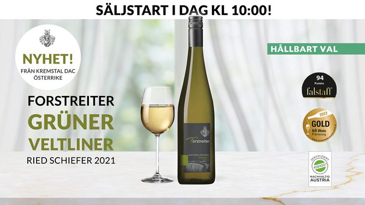 Den 1 mars lanseras Forstreiter Ried Schiefer Grüner Veltliner Kremstal DAC i Systembolagets fasta sortiment.