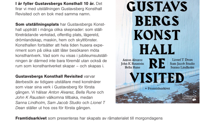 Gustavsbergs Konsthall Revisited – jubileumsutställning och bokrelease