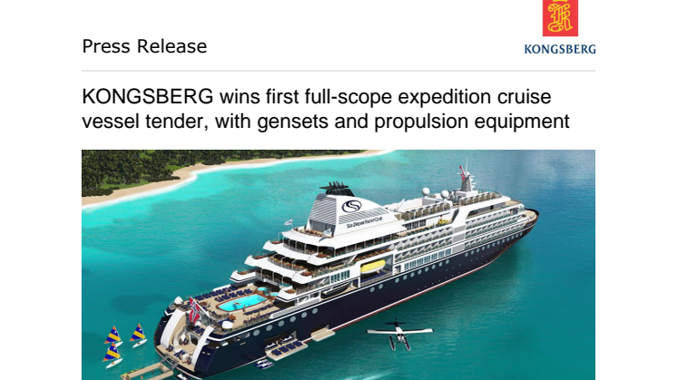 KONGSBERG wins first full-scope expedition cruise vessel tender, with gensets and propulsion equipment