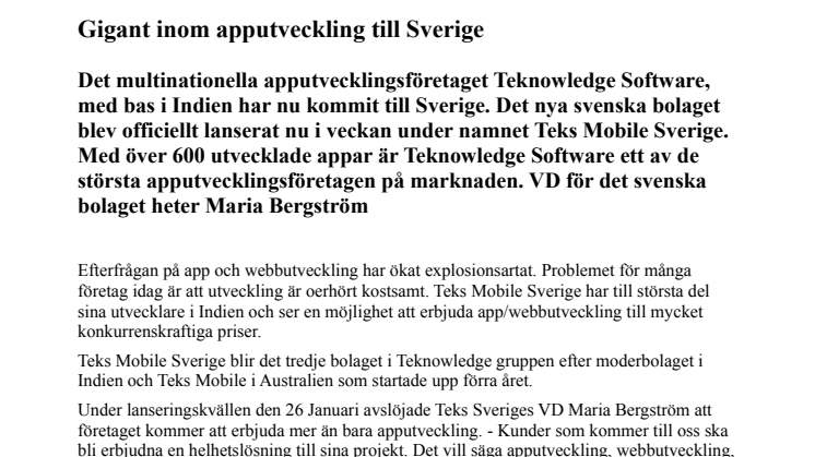 Gigant inom apputveckling till Sverige