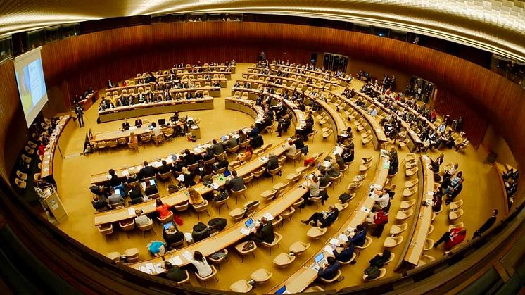 Bild från konferensen på FN:s huvudkontor i Genève 