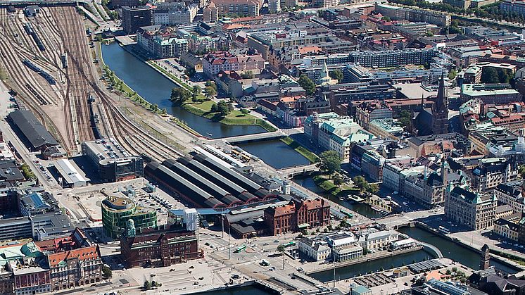 Vy över centrala Malmö med kvarteret S:t Gertrud