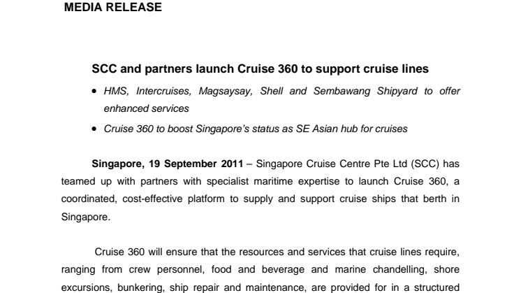 SCC and partners launch Cruise 360 to support cruise lines