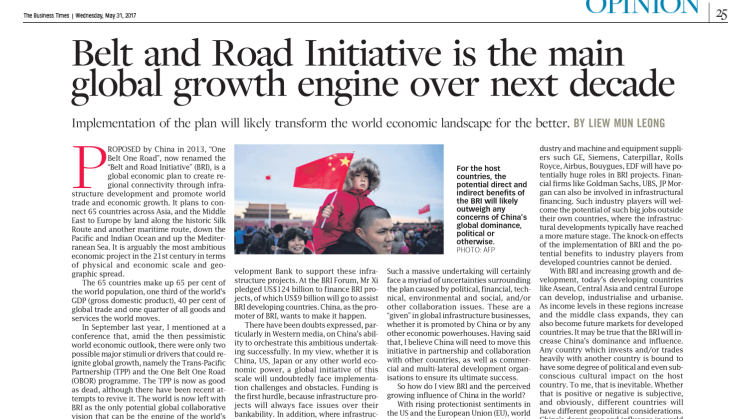 Belt and Road Initiative is the main global growth engine over next decade