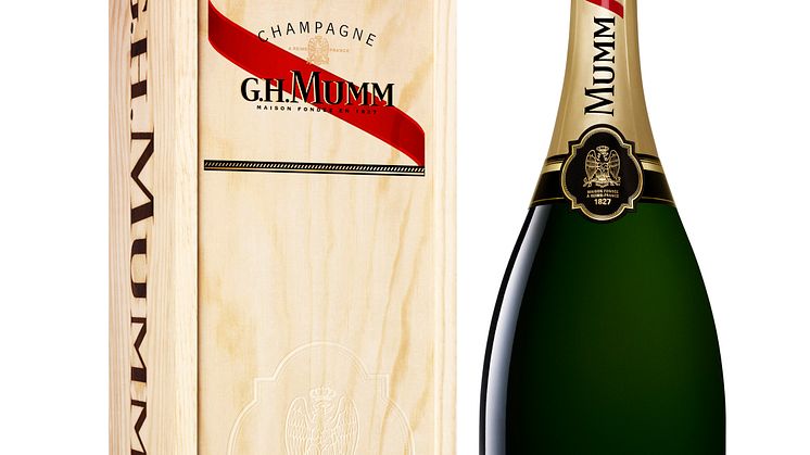 G.H. Mumm Cordon Rouge Brut on saatavilla magnum-koossa upeassa lahjapakkauksessa Alkosta ympäri vuoden samppanjapullon hinnalla 
